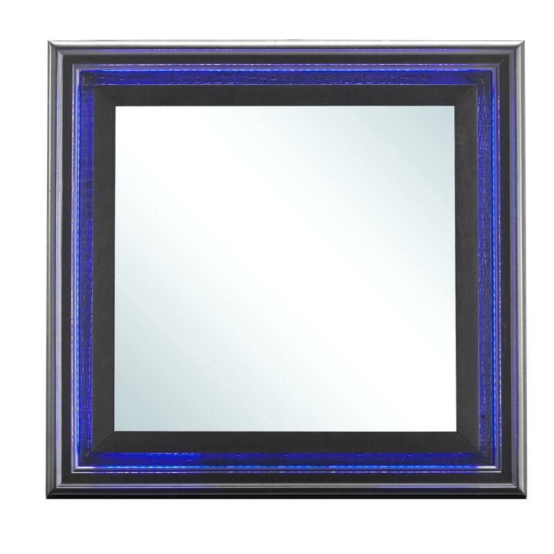 LED Lighted Wooden Framed Square Dresser Mirror - 38" - Black