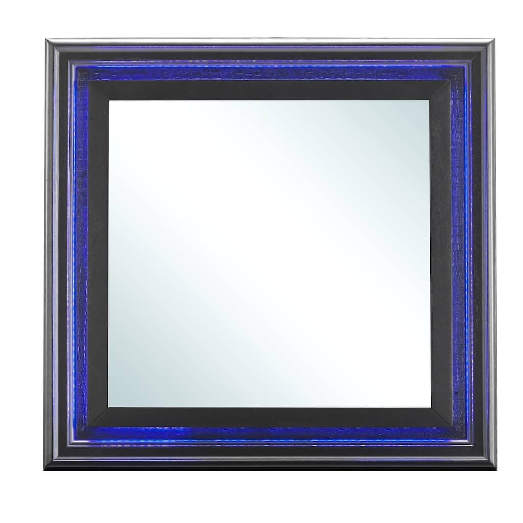 LED Lighted Wooden Framed Square Dresser Mirror - 38" - Black