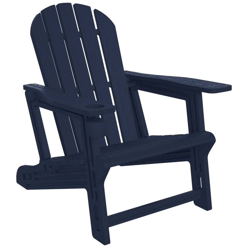 Polytrends Coastline Outdoor Poly Adirondack Chair with Cup Holder - Navy Blue