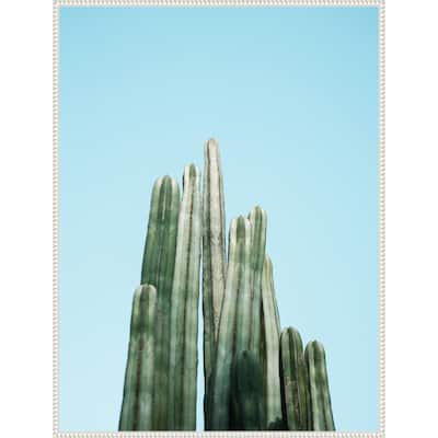 Tall Cacti by Raisa Zwart Framed Canvas Wall Art Print - Sylvie Beaded White