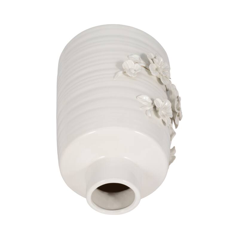 Sagebrook Home 11" Floral Vase, White, Round