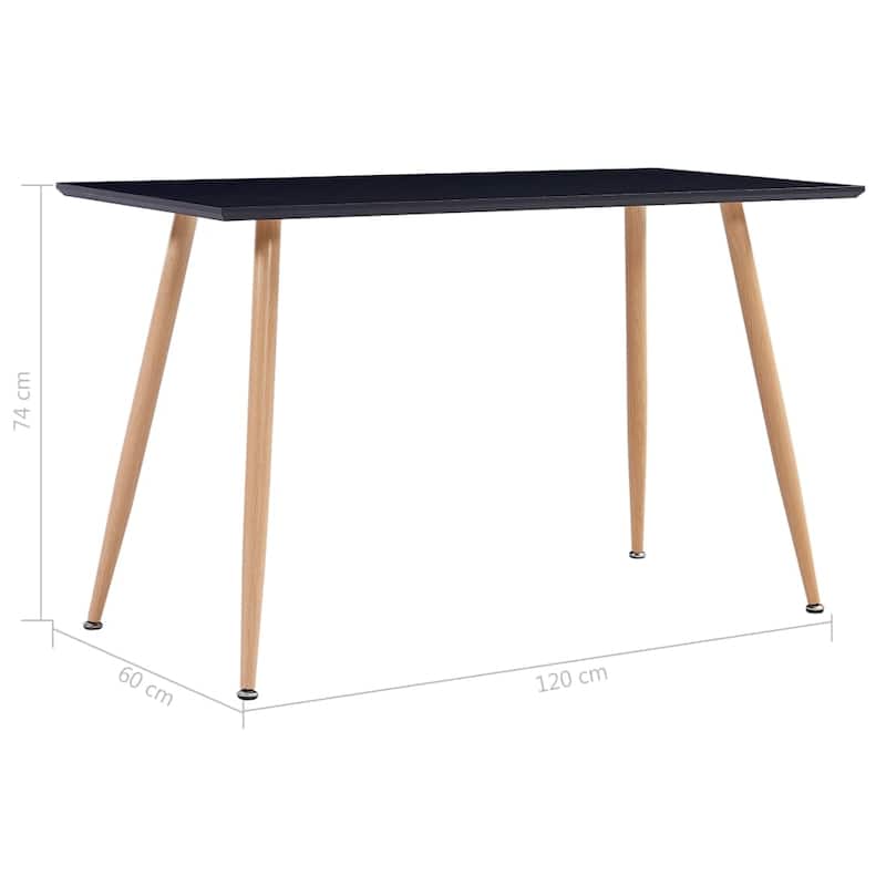 vidaXL Dining Table Black and Oak 47.2"x23.6"x29.1" MDF
