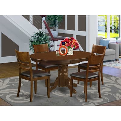 Kitchen Table & Chair Set - 5 Piece Dining Set, Espresso Finish, Oval Table with Leaf