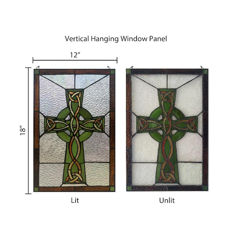 River of Goods Celtic Cross River of Goods Multicolored Stained Glass Suncatcher Window Panel - 12" x 0.25" x 18"