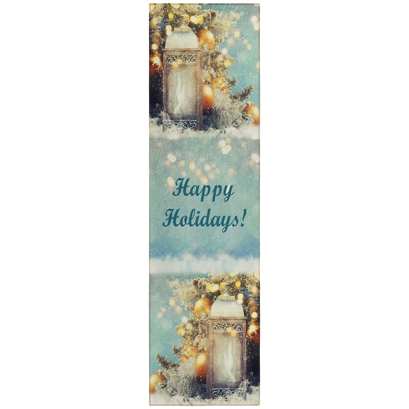 Indoor/ Outdoor Cozy Winter Washable Happy Holidays Rug