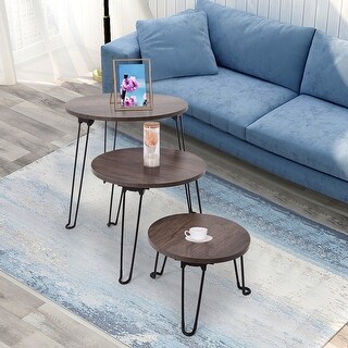 Round Nesting Table Set of 3, BOSCARE Stackable Side Table Modern ...