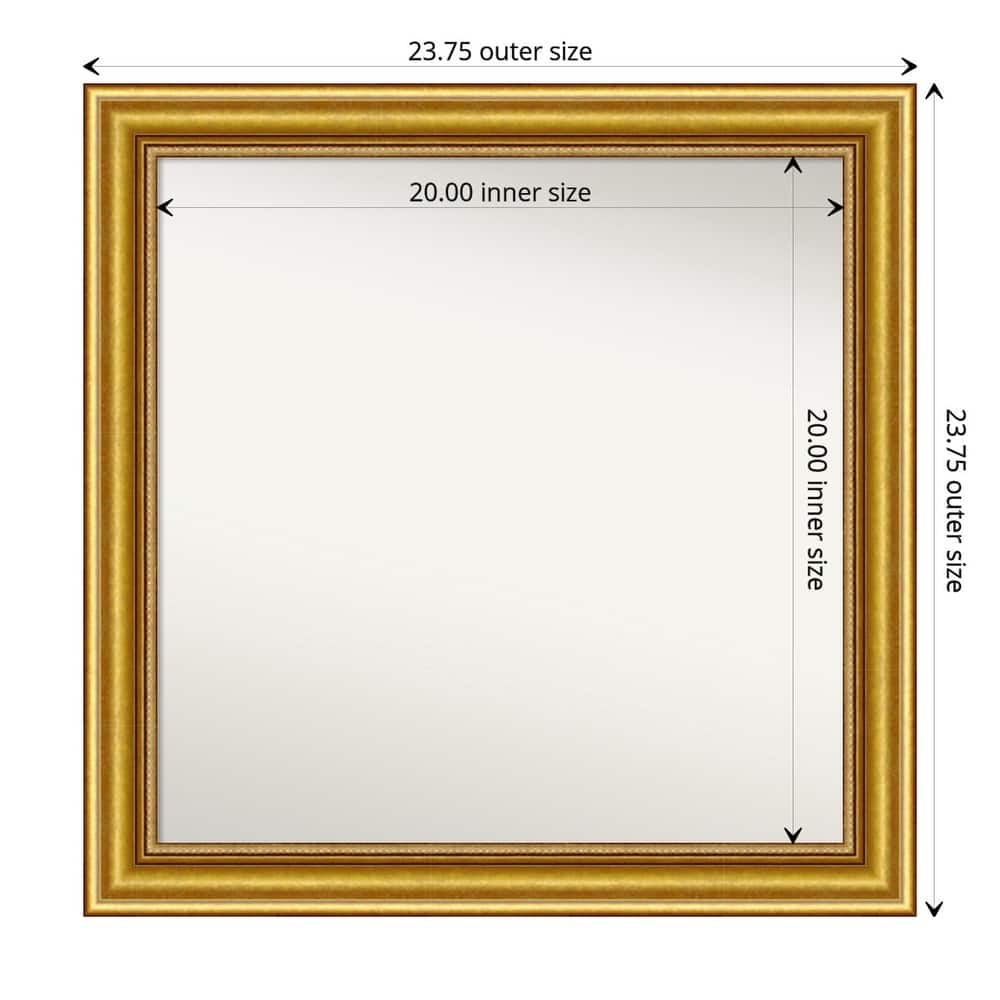 Townhouse Gold Framed Non-Beveled Custom Wall Mirror, Bathroom Vanity Mirror