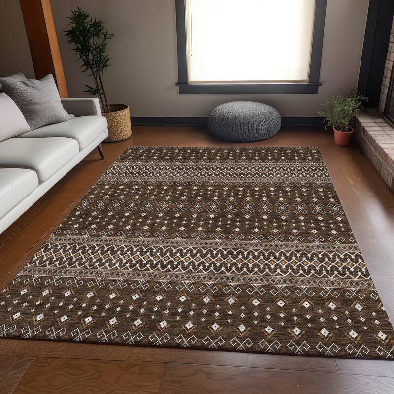 Premium Washable Super Soft Boho Moroccan Mayfield Rug - Chocolate - 9' x 12' - Rectangle