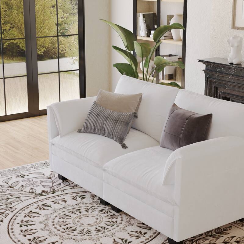 74.27" Modern Sofa Couch for Living Room, Deep Seat Sofas with Pillow Top Arms, Comfy 2-Seater Loveseat for Small Spaces