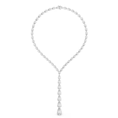Auriya 14K Gold Lab Grown Pear-shaped Lariat Diamond Tennis Necklace 172.1/7 ct. tw. (F-G VS)