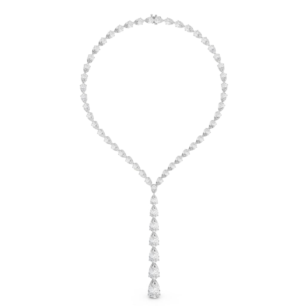 Auriya 14K Gold Lab Grown Pear-shaped Lariat Diamond Tennis Necklace 172.1/7 ct. tw. (F-G VS)