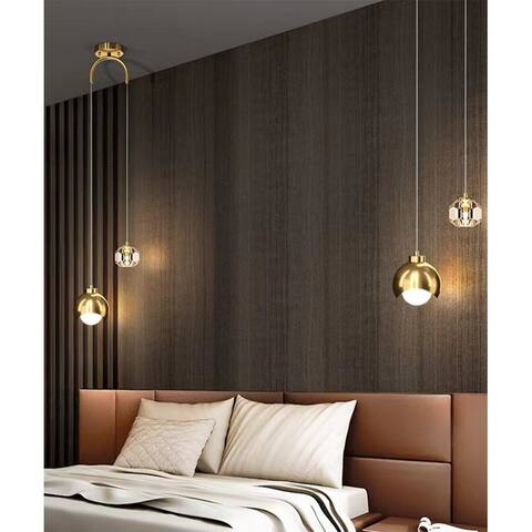 Fylbinye 2-Lights Gold Chandelier Ceiling Light With Crystal Accents - N/A