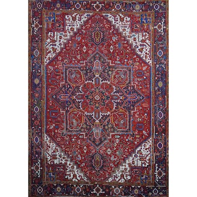Heriz Serapi Persian Vintage Area Rug Hand-Knotted Wool Carpet - 9'8" x 12'7"