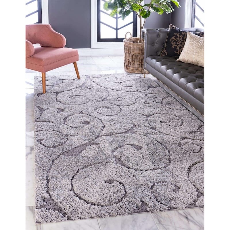 Shag Milson Collection Area Rug - 8'x10' - Gray-Gray