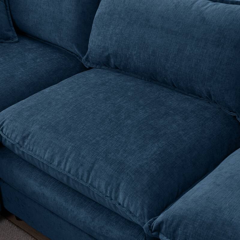 105" Modular Sectional Sofa with Ottoman, Upholstered Chenille Fabric 3-Seater