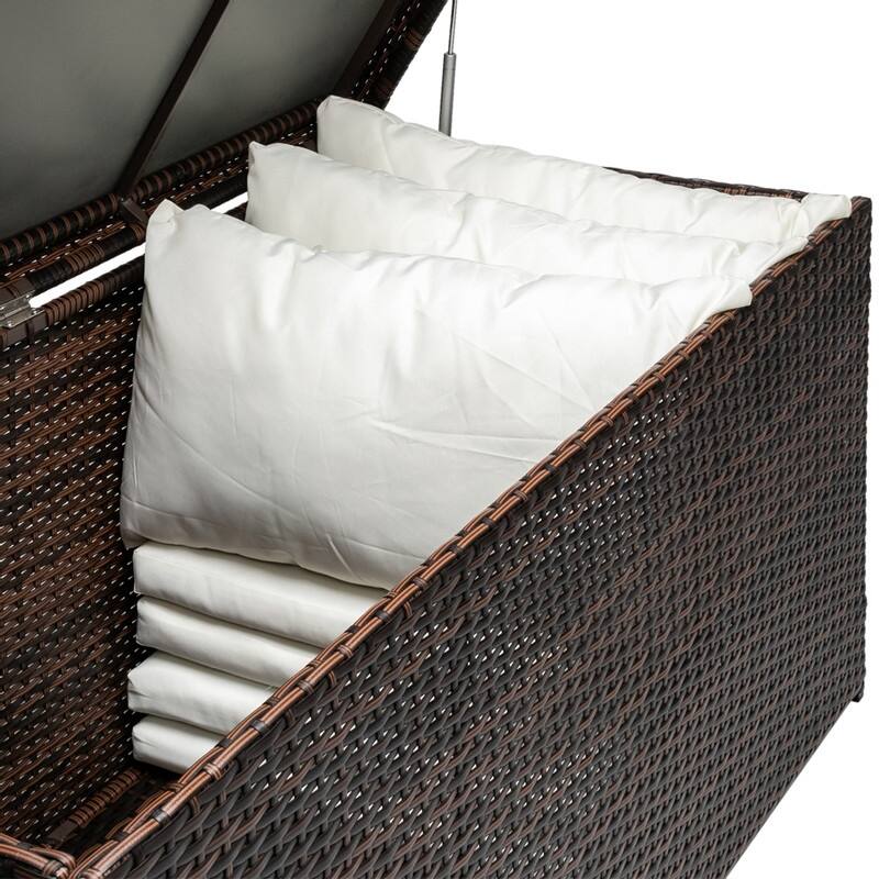 Outdoor 132 Gallon Resin Wicker Deck Box Storage Box