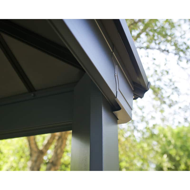 Dallas 14 ft.Gray/Gray Opaque Outdoor Gazebo with Insulating and Sleek Roof Design