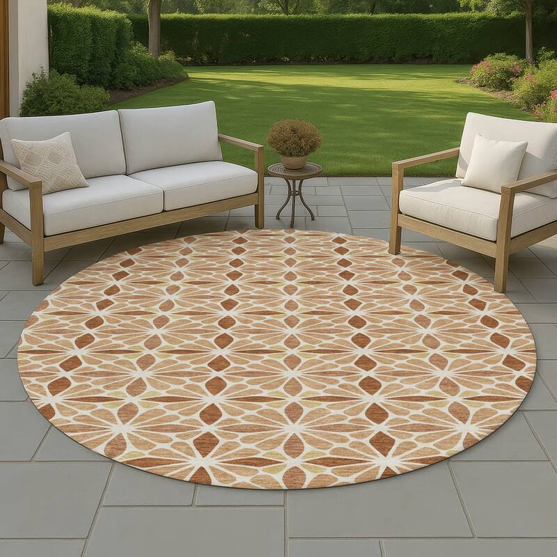Machine Washable Indoor/ Outdoor Mosaic Pablo Chantille Rug - Copper - 8' x 8'