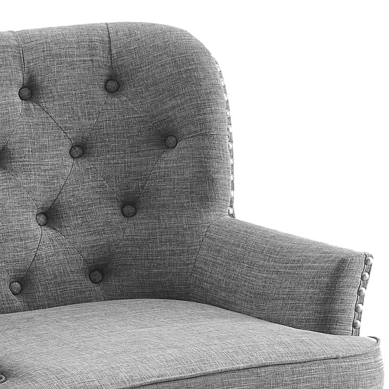 Moser Bay Mignon 30'' Wide Tufted Wingback Accent Chair with Ottoman, Velvet or Linen