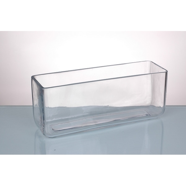11.5” Clear Solid Rectangular Shaped Glass Vase - N/A