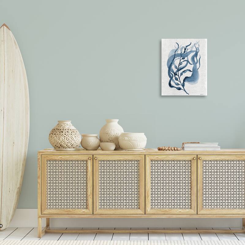 Stupell Fluid Blue Herb Leaf Canvas Wall Art Design By Carol Robinson