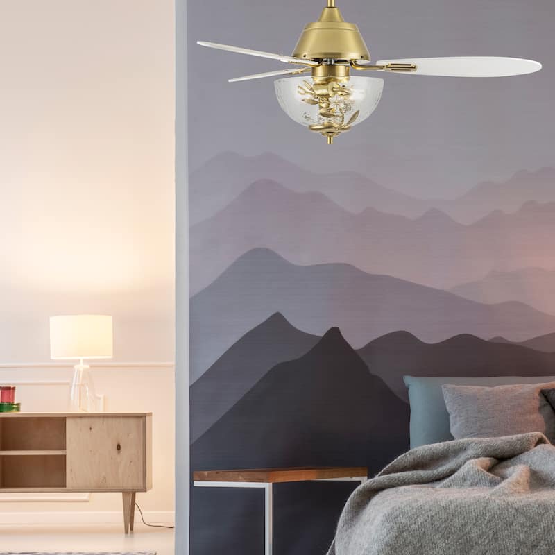 Jordan River of Goods 3-blade 42-inch Modern Indoor Ceiling Fan with Clear Glass Shade and Remote Control - 42" x 42" x 19.125"