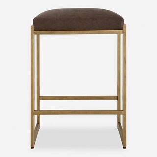 Brushed Brass Solid Counter Stool - 25.75" - Gold and Brown