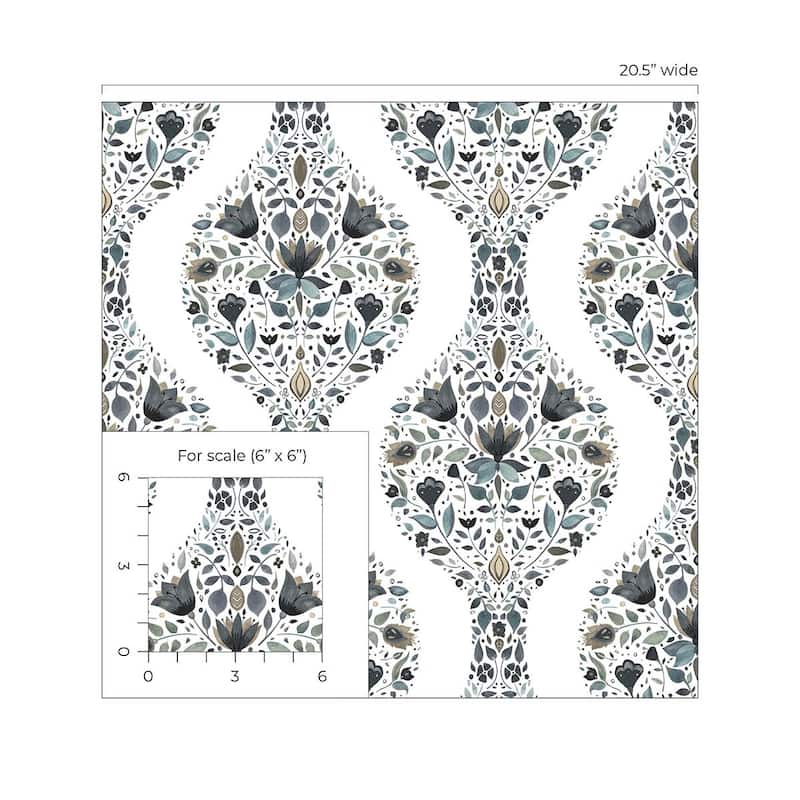 NextWall Floral Ogee Peel and Stick Wallpaper