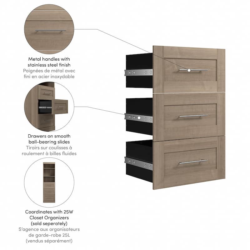 Pur 3 Drawer Set for Pur 25W Closet Organizer by Bestar - 3 Drawer Set