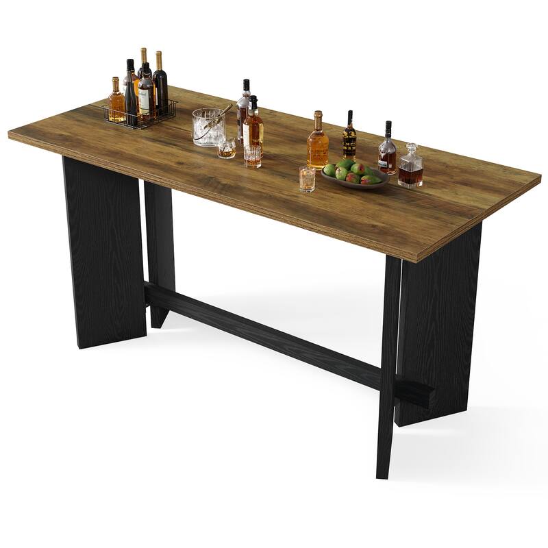 63 Inch Bar Table, Industrial Counter Height Pub Table