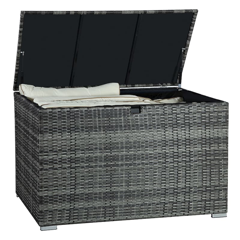 Patio Wicker 120 Gallon Grey Outdoor Storage Deck Box - N/A
