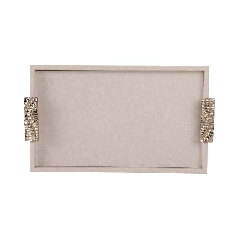 Wood Fabric Marquis Serving Trays Home Decor (Set of 2) - 16/20" Ivory - 20" x 12" x 1"