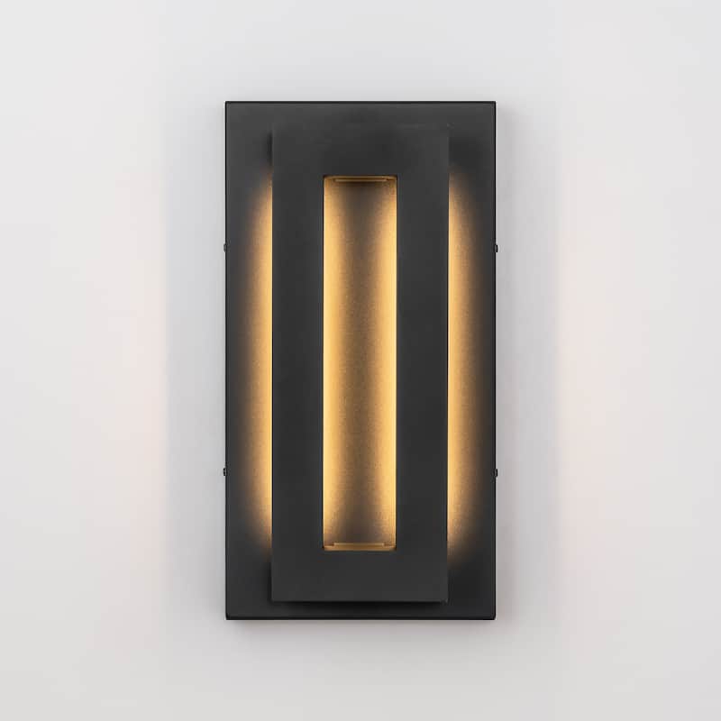2-Light 14 in. Modern Aluminum Square Wall Sconce Integrated LED Waterproof Lantern Outdoor Light