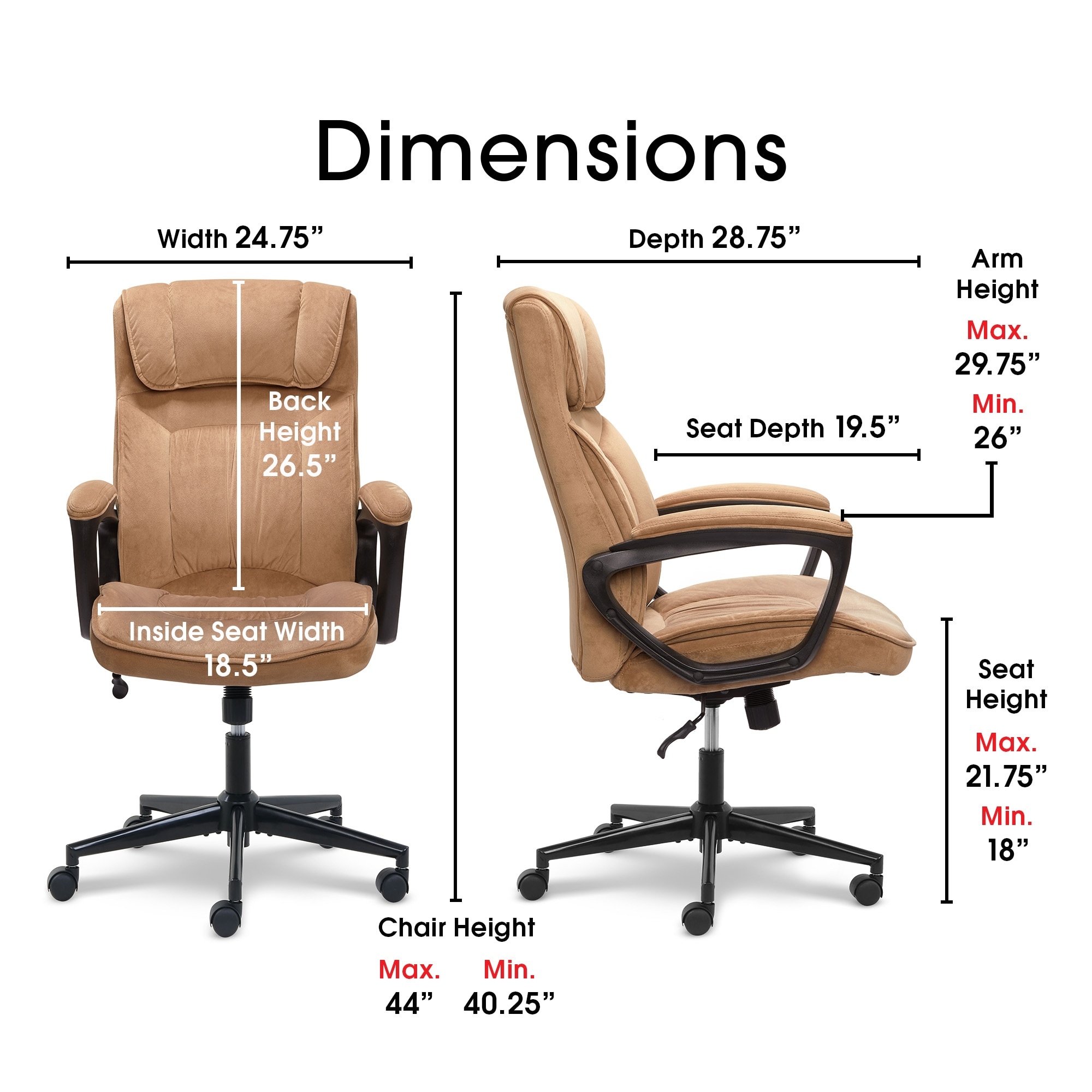 Serta Light Coffee Microfiber Executive Office Chair Overstock 9066791