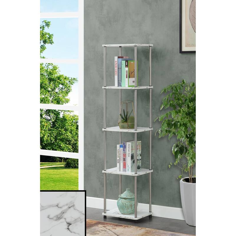 Convenience Concepts Designs2Go No Tools 5 Tier Tower - Faux White Marble/Chrome