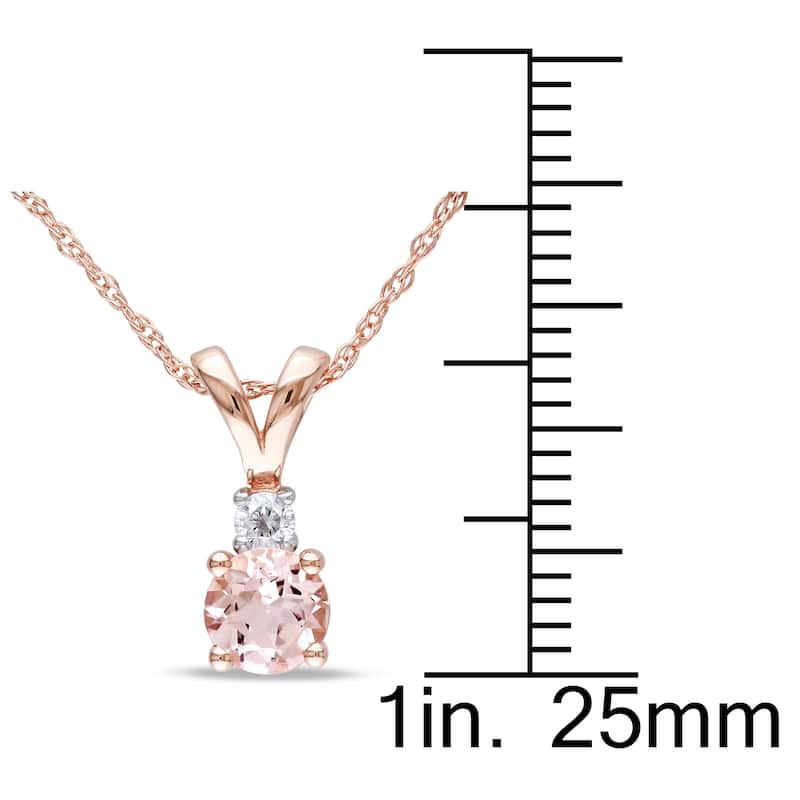 Miadora 10k Rose Gold 1/2ct TGW Morganite and Diamond Accent Necklace - 17 in x 12.9 mm x 4.8 mm - 17 in x 12.9 mm x 4.8 mm