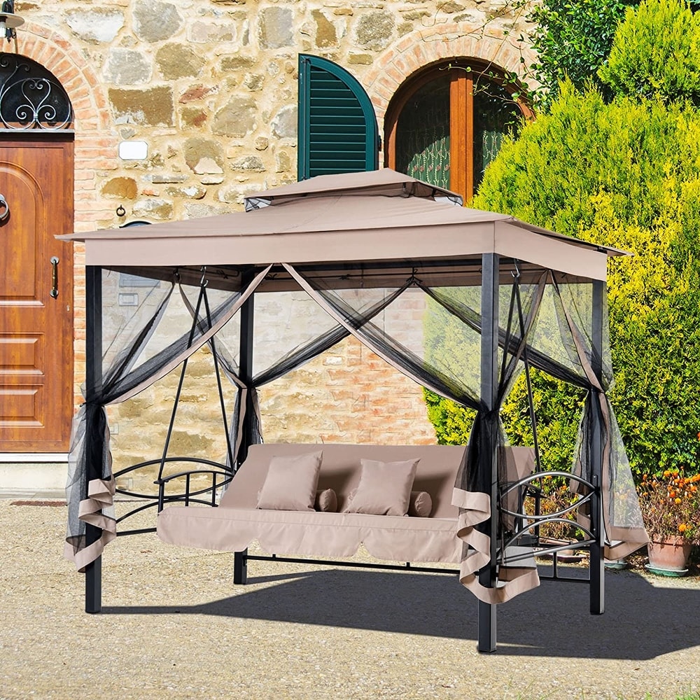 Seat Bench with Chains VEIKOU 2 Person Outdoor Hanging Porch Swing Black Ideal for Yard Deck Garden