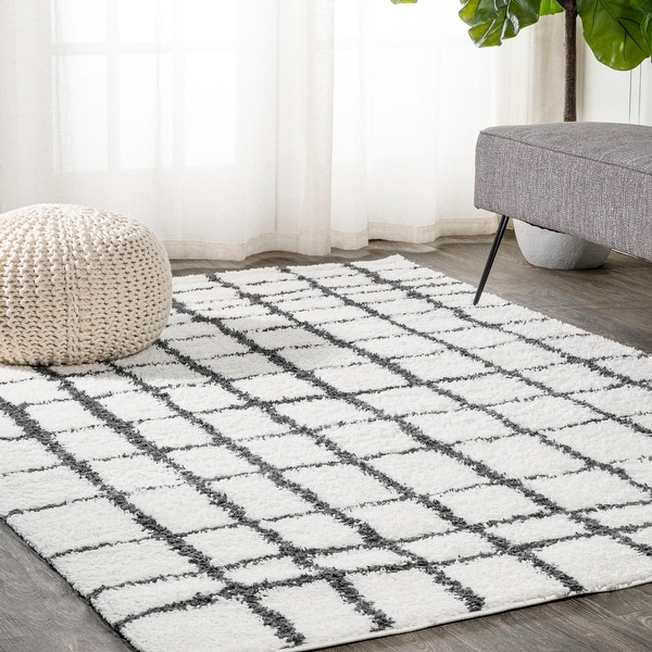 JONATHAN Y Arenal Geometric Grid Shag Area Rug. Opens flyout.