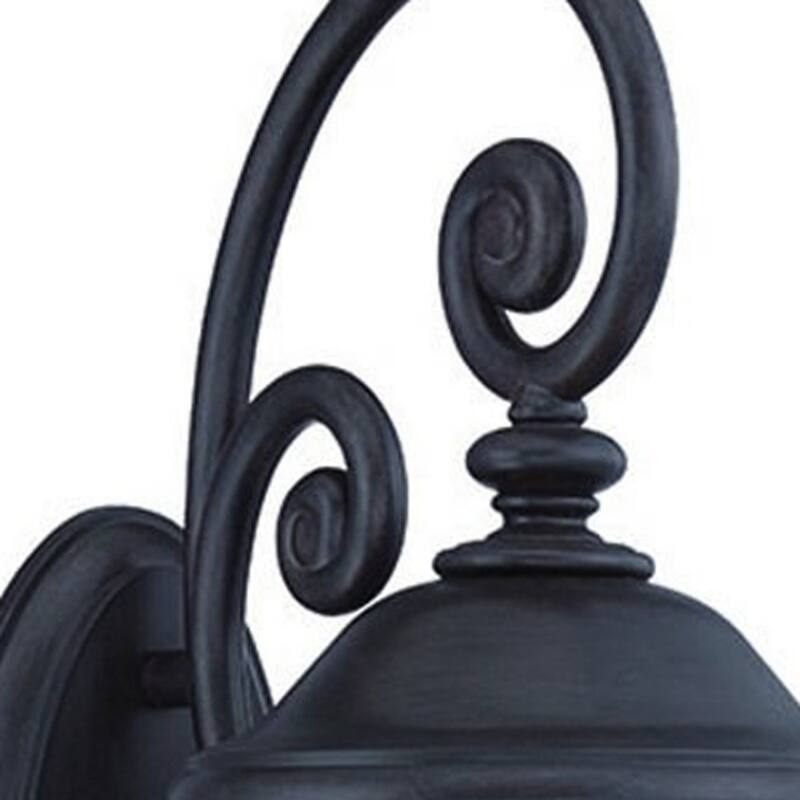 Matte Black Glass Outdoor Wall Light with 3 Light LED Seeded Shade Flush Mount - 13.5” x 9” x 24” (D x W x H)
