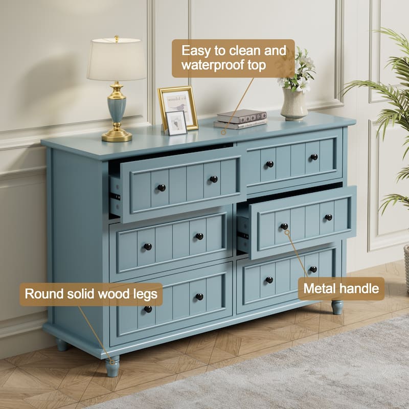 Vintage 6-Drawer Dresser Mid-Century Storage Chest