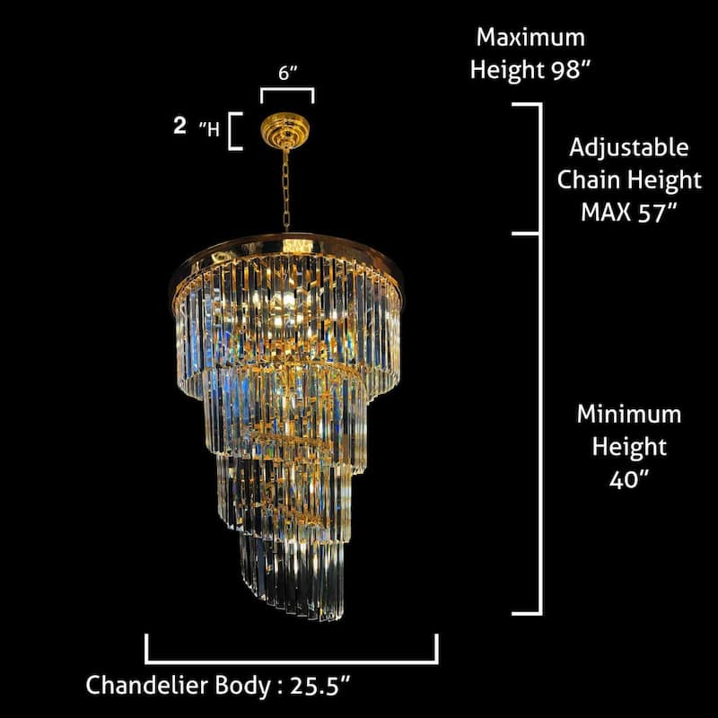 Luxury Chandelier 15 Lights Crystal 25.5" Wide Spiral shape