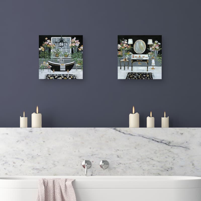 Femme Noir Bath by Sally Swatland S/2 by Sally Swatland Canvas Art Prints