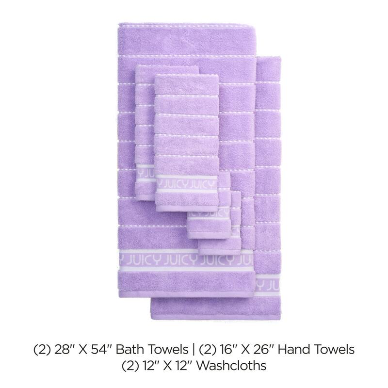 Juicy Couture 6-Piece Towel Set 2 Bath Towels 2 Hand Towels 2 Washcloths - 28"x54"/16"x26"/12"x12"