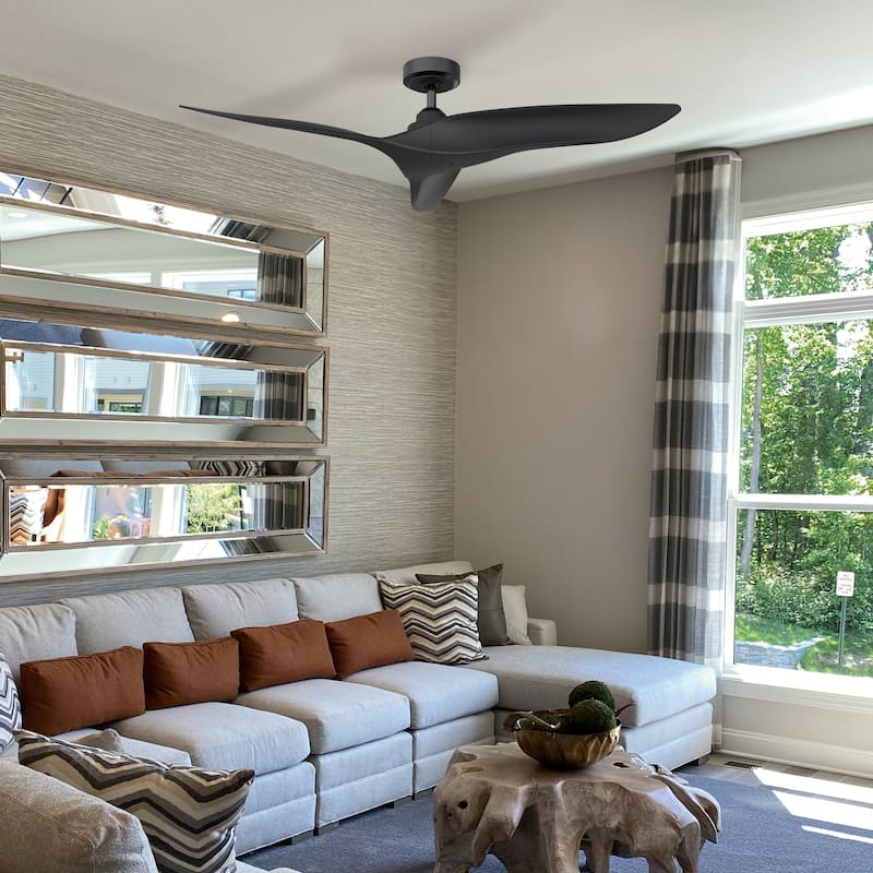 Modern Black 3-Blade 52" Indoor/ Outdoor Ceiling Fan with Remote