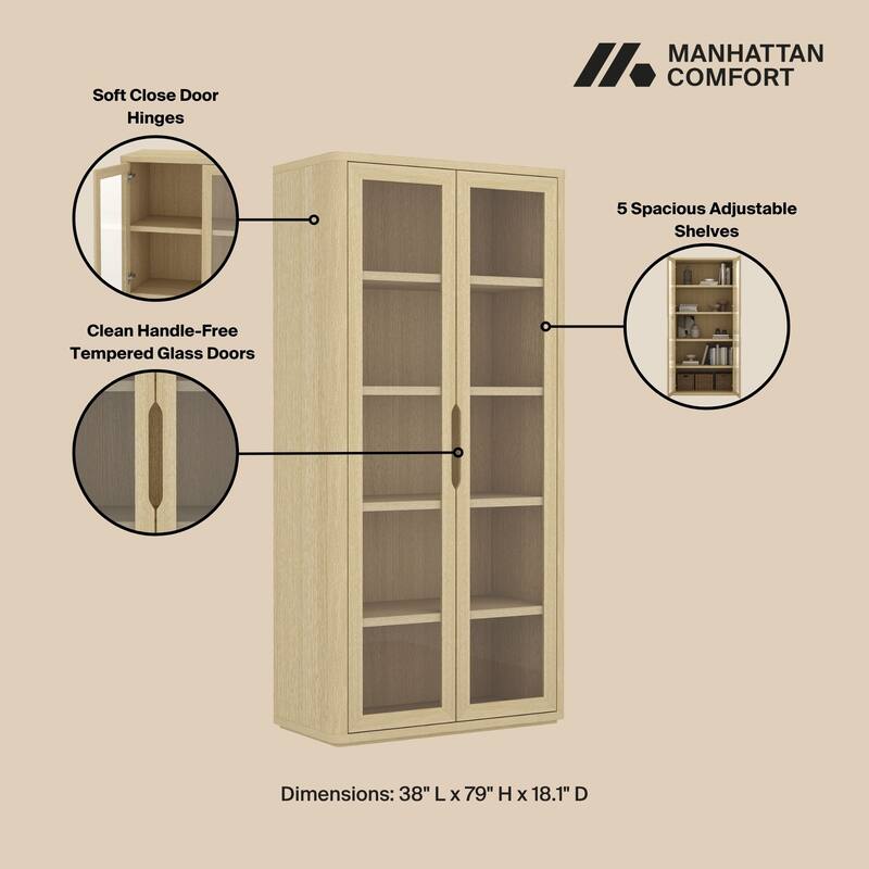 Manhattan Comfort Rivington Modern 38 In Bookcase Cabinet