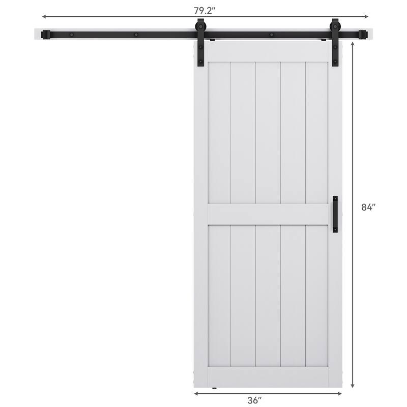 30''/36''/48'' Manufactured Wood PVC Paneled Barn Door with Installation Hardware Kit