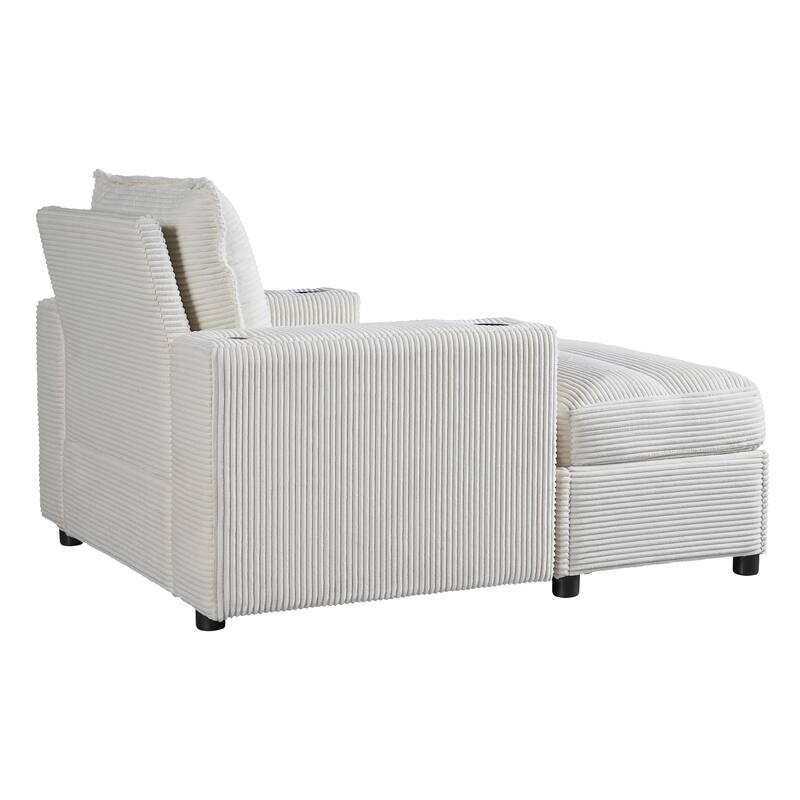 Christopher Knight Home - LuxeComfort Grey Oversized Corduroy Upholstered Chaise Lounge Chair with Storage Ottoman.