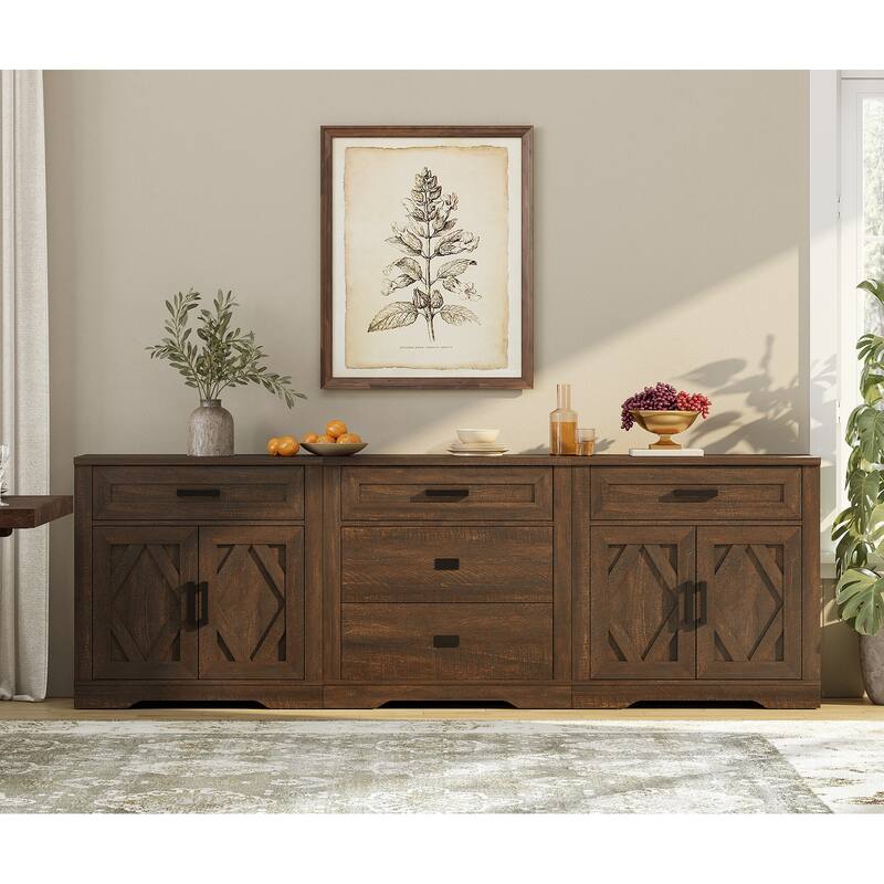 Large TV Stand,3/4-in-1 Farmhouse TV Console Table with Storage Barn Door Cabinet