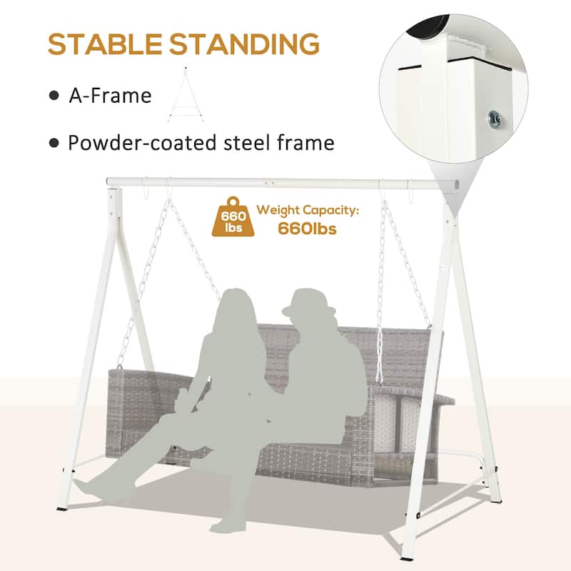 Outsunny Metal Porch Swing Stand, Heavy Duty Swing Frame, Hanging Chair Stand Only, 528 LBS Weight Capacity