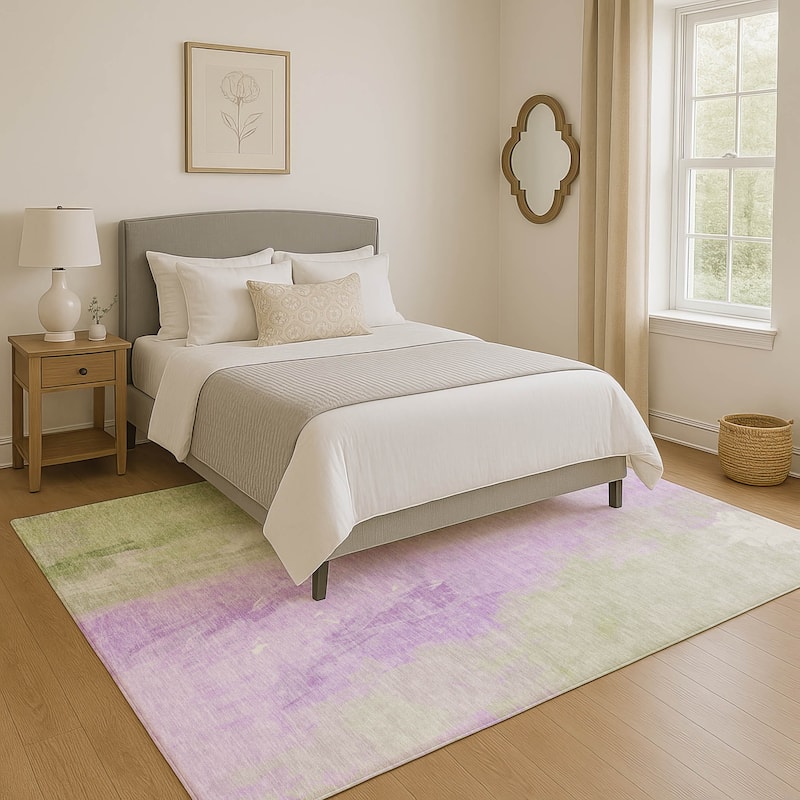 Premium Washable Super Soft Modern Watercolor Mayfield Rug - 2'6" x 3'10" - Aloe